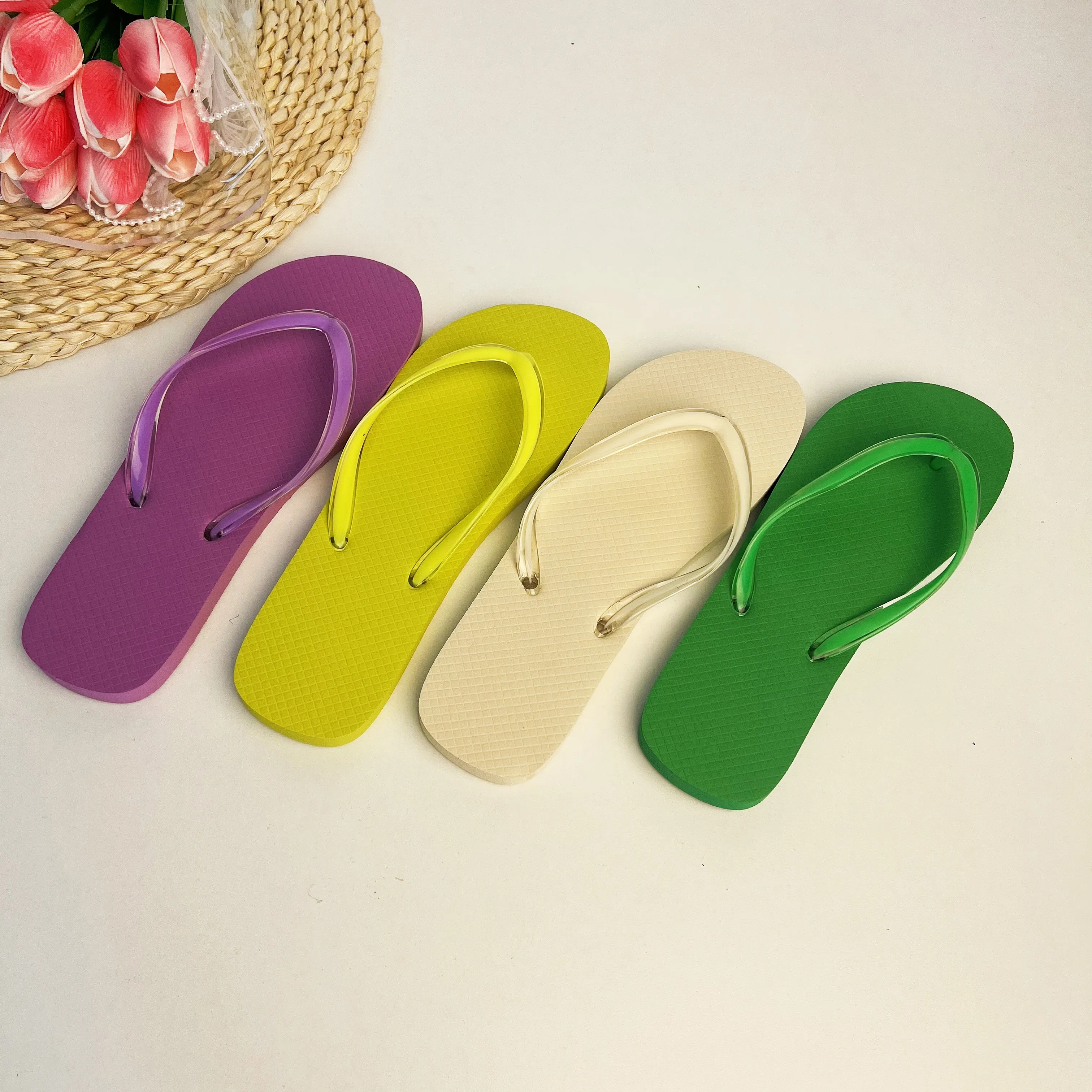 Printed logo Summer Ladies rubber beach Bathroom Shower slippers Flip-flops Wedding Cheap rubber slippers Hotel custom slippers