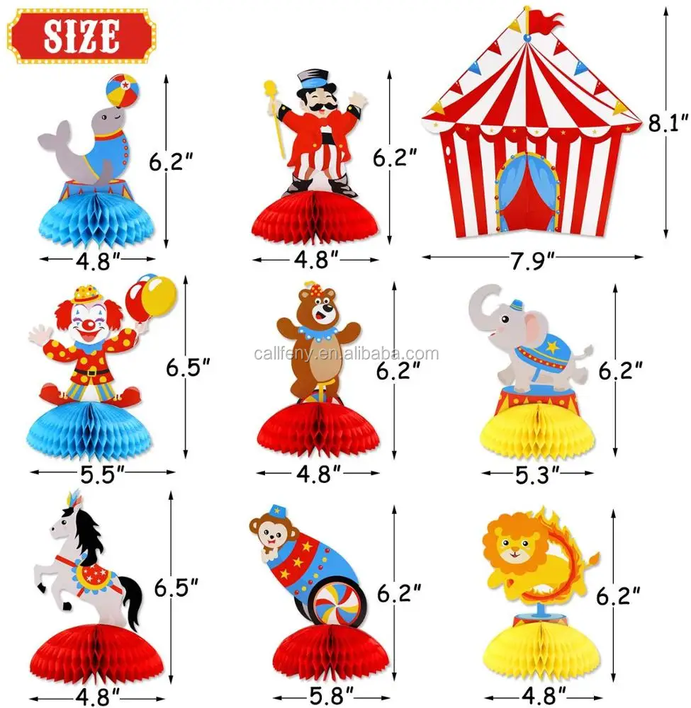 W01-Circus карнавальные животные сотовая бумага 3D украшения для стола набор украшений на день рождения украшение будущей мамы