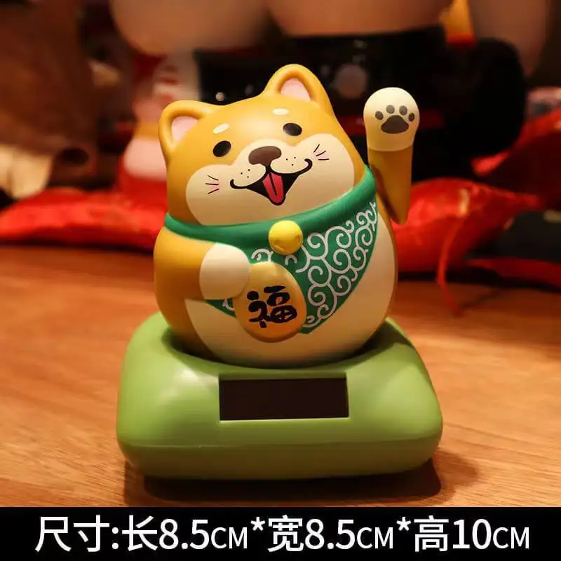 Solar energy lucky cat shaking head figure car transport high-end car decoration cute birthday gift