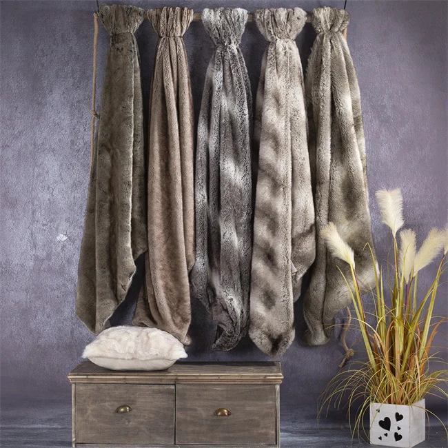 Micromink soft animal skin design faux fur blanket discharge printing throw blanket