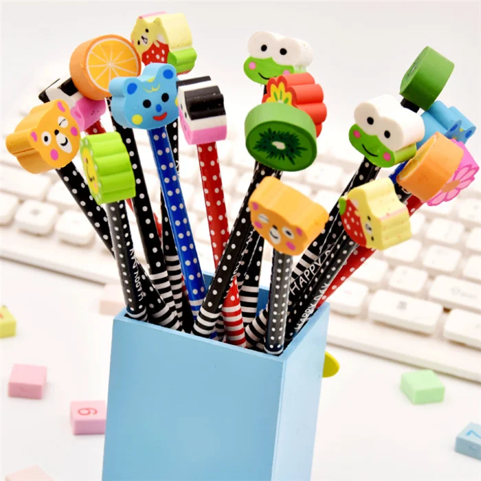 Оптовая продажа школьные призы канцелярские товары hb карандаш с ластиком на