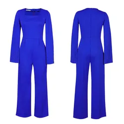 Latest Design Solid Color Plus Size Jumpsuits Elegant Beaded Cloak Wide Leg Jumpsuit With Belt