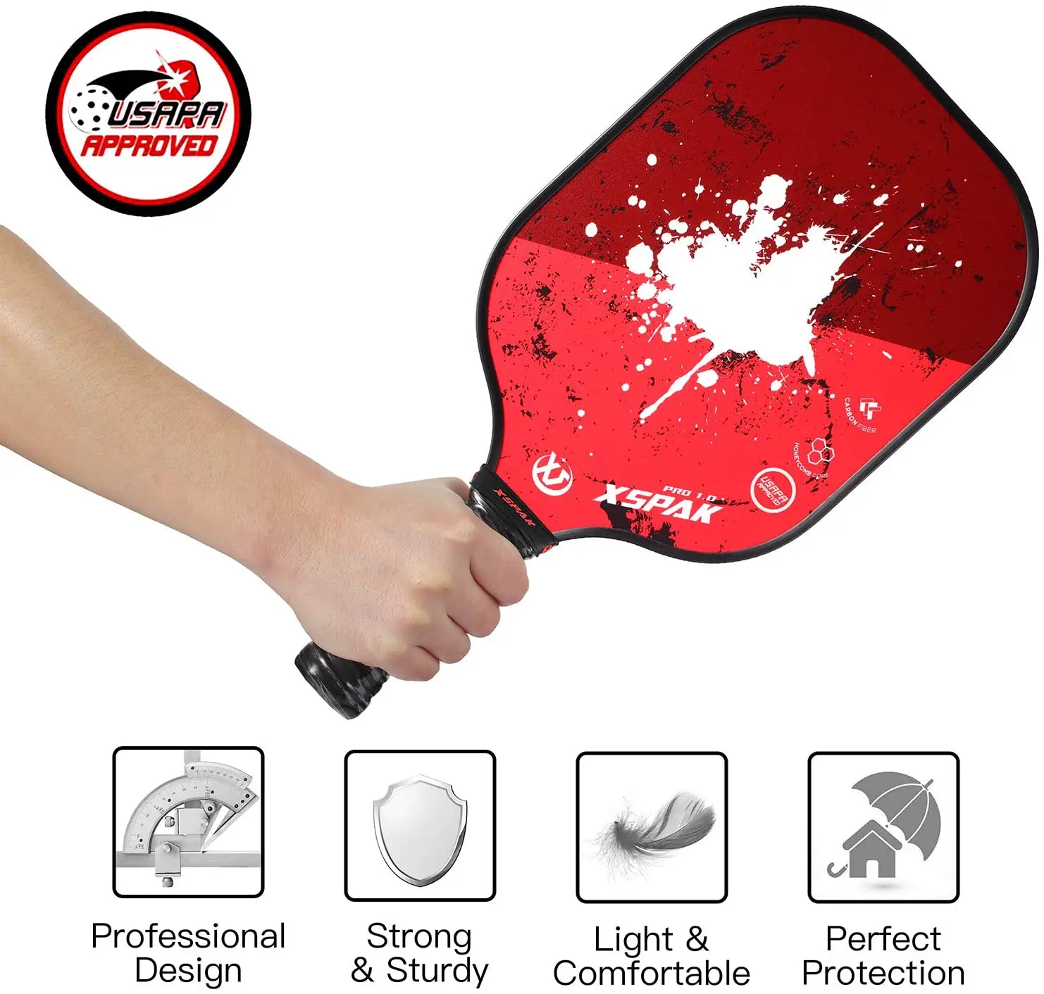 New Style PP Honeycomb pickleball ball racquet Diamond Grain Carbon Fiber Weave pickleball paddle racket