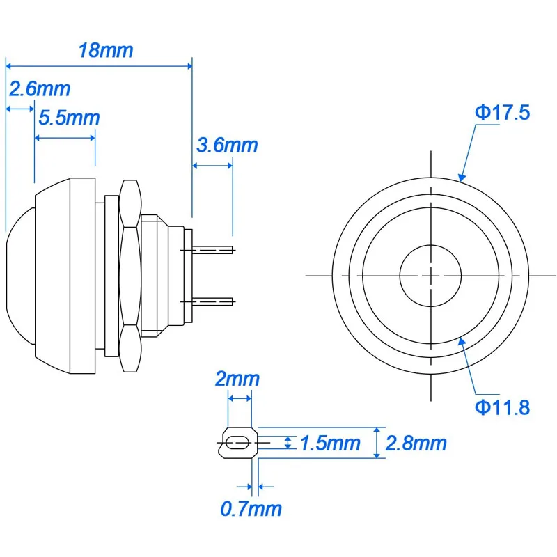 12mm Push Button Waterproof Button ON- OFF Momentary Circular Switch