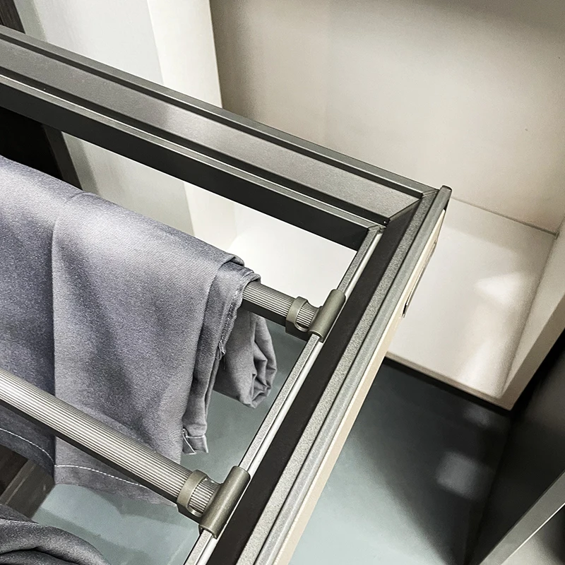 New Wardrobe Accessories Pull Out Trouser Clothes Pants Rack Hanger Organizer Aluminum Pant & Skirt Hangers