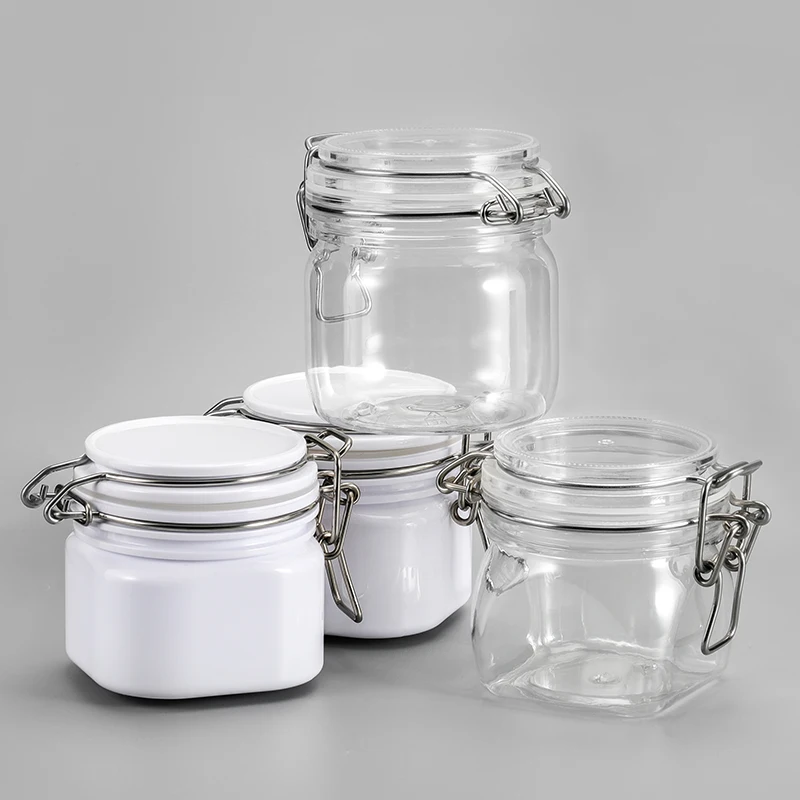 Custom Logo Empty Cosmetic Containers Kilner jar 8oz 10oz Plastic Shea Body Butter Jars With Seal Lids
