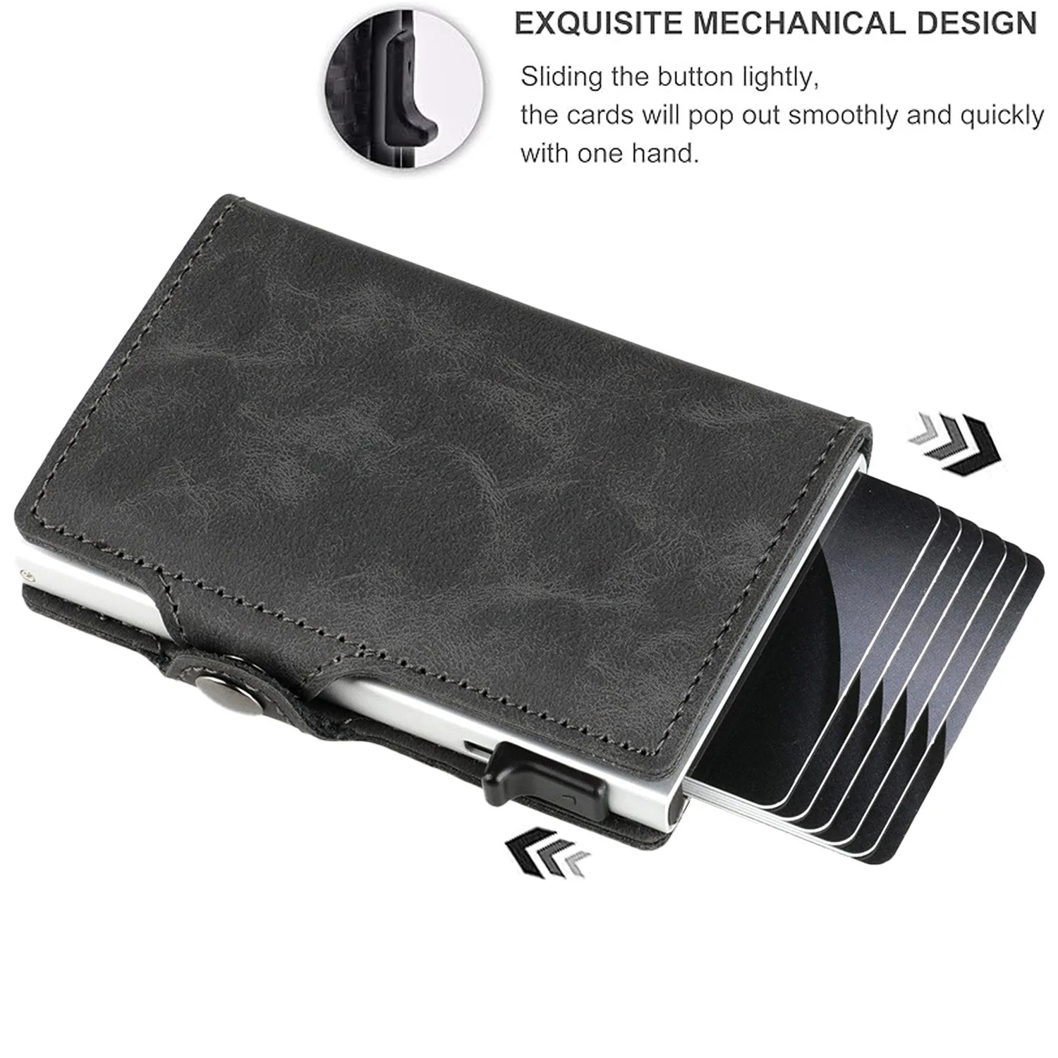 Factory Wholesale Custom Logo Business Credit Cards Holder Box Pop Up Money Pocket Wallet With Rfid Blocking For Men Women