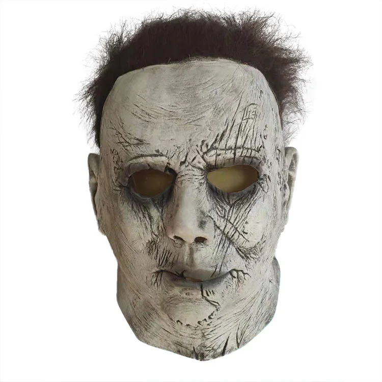 2021Horror Cover Visible Latex Old Man wig Latex Product Realistic lifelike young Halloween Mask face