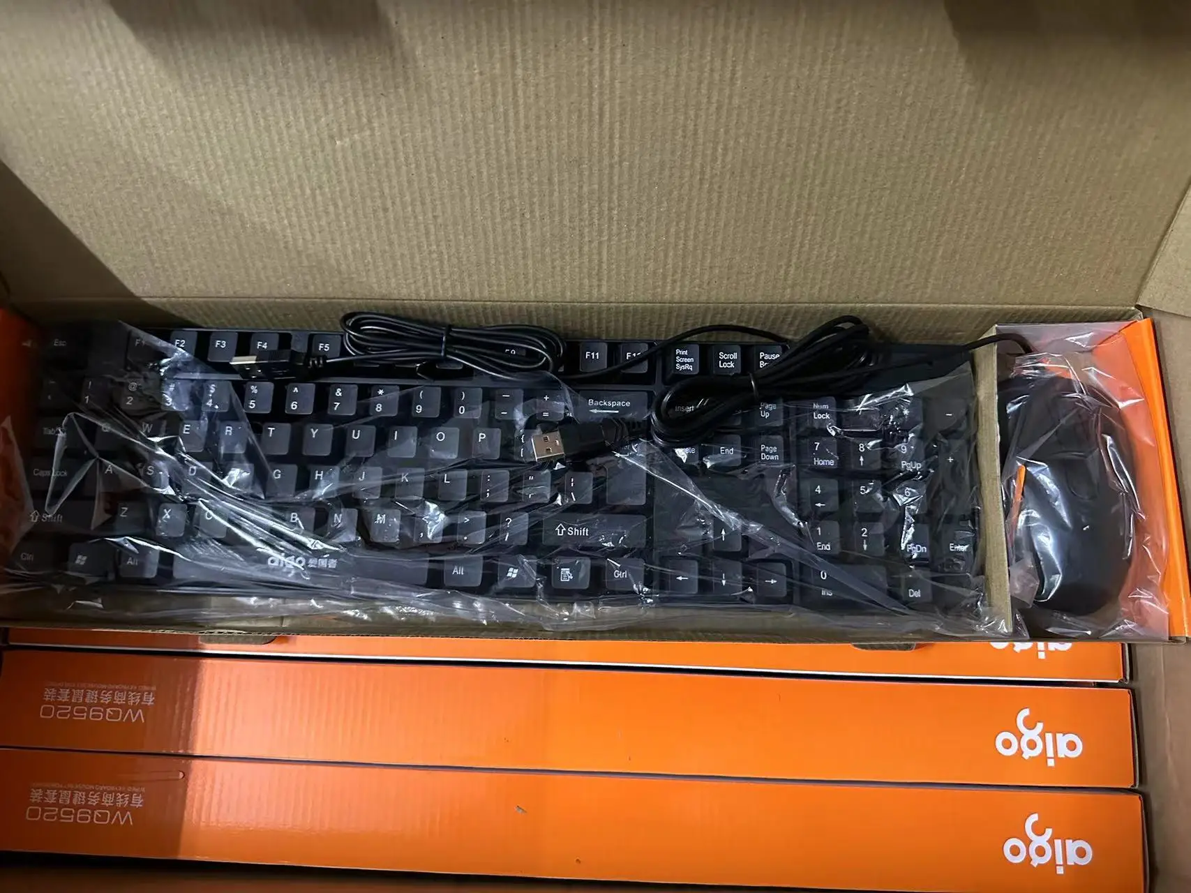 Factory Supply Wired Aigo WQ9520 Mouse And Keyboard Set USB Laptop Desktop Computer Office Business Mouse and keyboard Combo