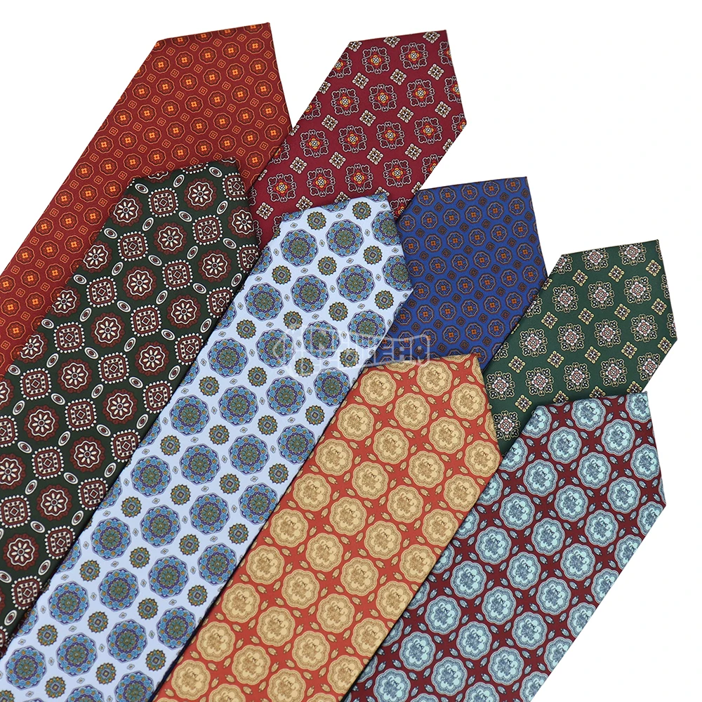 European Style Colorful Necktie Geometric Wedding Dress Tie Narrow Mens Printed Silk Ties Floral
