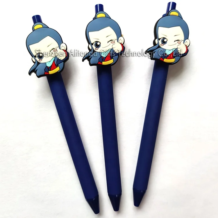 Custom promotional logo pen personalized shape baby cartoon figure pvc promotional ballpoint gel pen for advertising