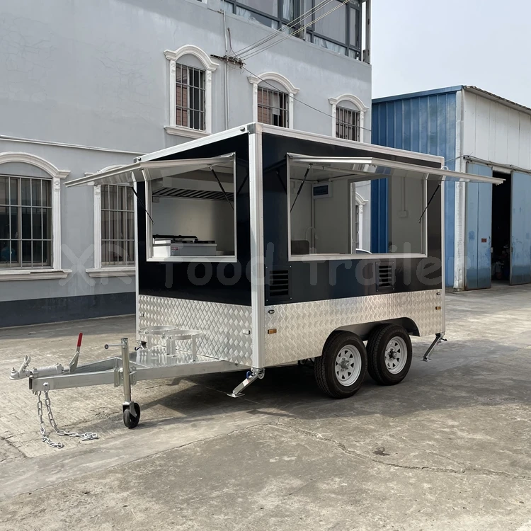 Affordable 9ft mobile food truck trailer for sale canada under 14000 small box type with stay modern fire suppression system