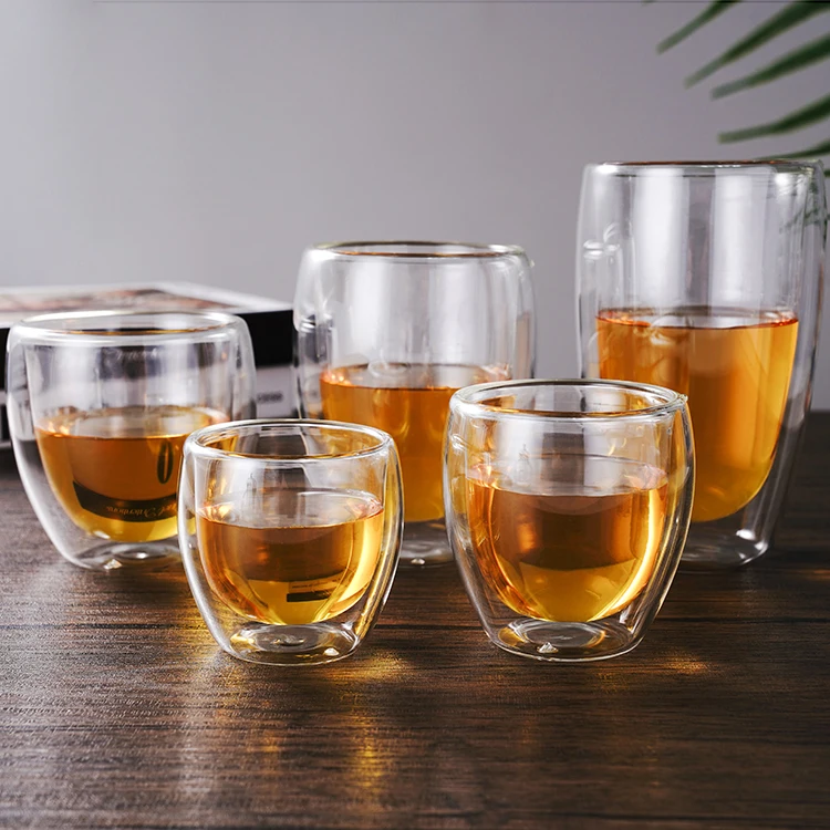 Оптовая продажа, китайский завод-поставщик, высококачественная прозрачная стеклянная чашка для кофе с двойными стенками