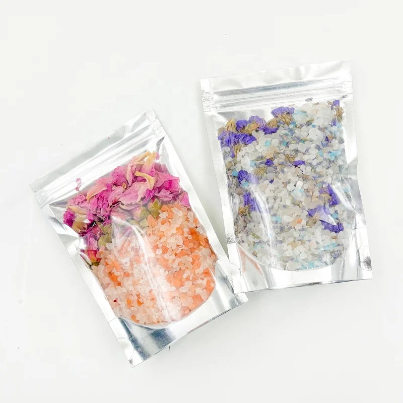 OED Private Label Luxury packaging bath soaking bathroom cleaning 100% natural himalayan salt scrub bath salts with flowers