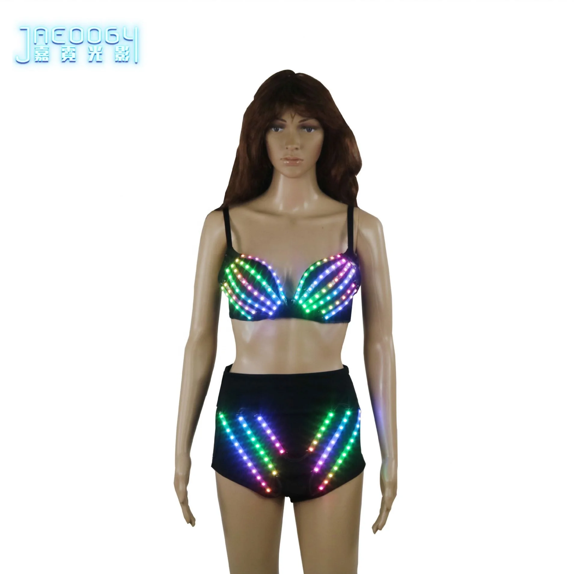 LED colorful bra underwear Bar nightclub gogo costume dance glowing props disco dancing fluorescent briefs