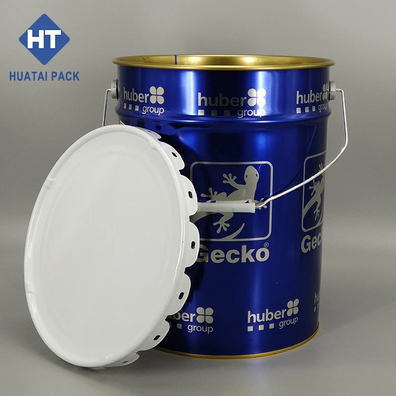 5-галлонное жестяное ведро с металлической ручкой и цветочной крышкой используемое для упаковки