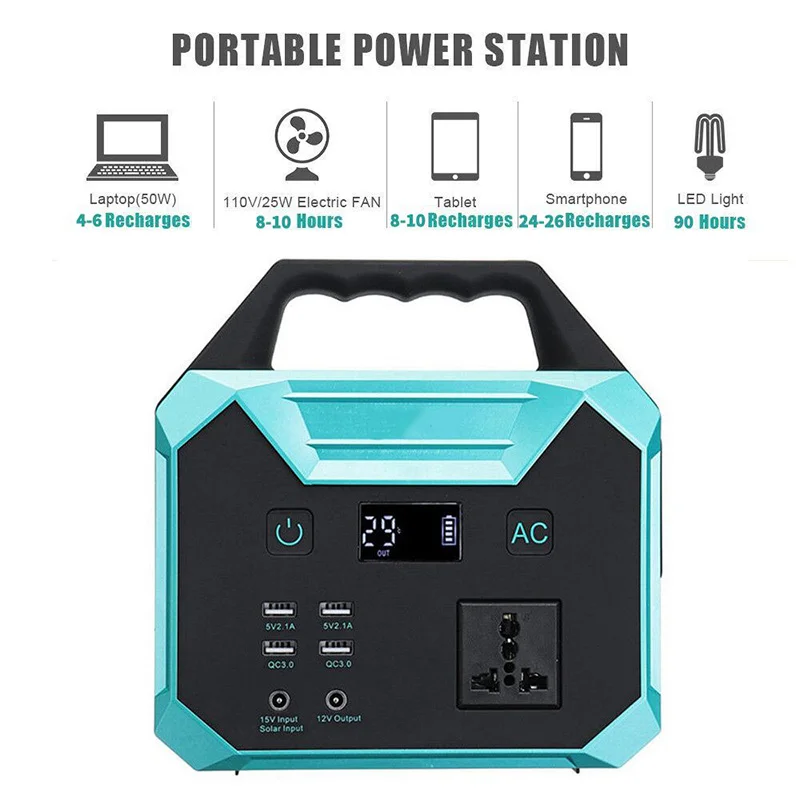 40800 mAh Capacity Portable Power Station Lithium battery 150WH 110V 220V Ac Qc 3.0 Fast Charge Multipurpose Power Station