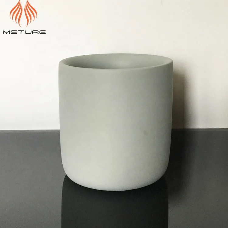 Custom bulk cement container Small grey concrete candle jar with curved bottom