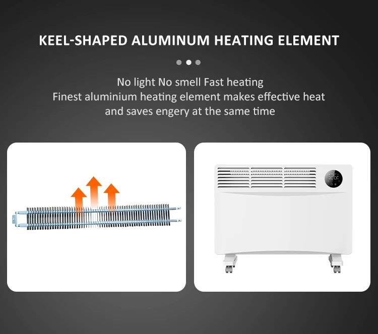 double overheat protection Wall mounted standing 2000w 2500w touch control switch 1500w WIFI IP24 electric convector heater