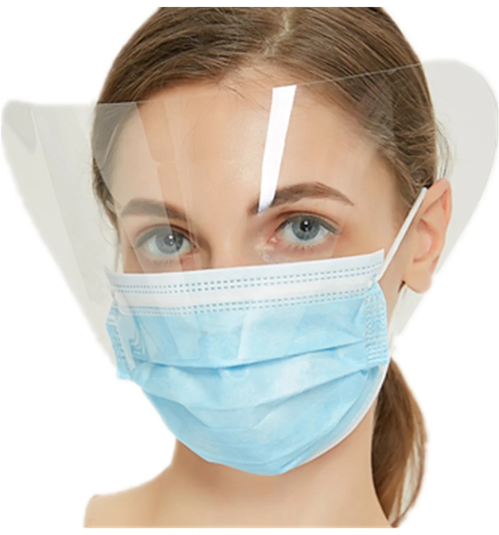 SJ Anti-Fog Transparent Pet Plastic Full Face Protection Face Shields Protective Facemask with Shield Visor