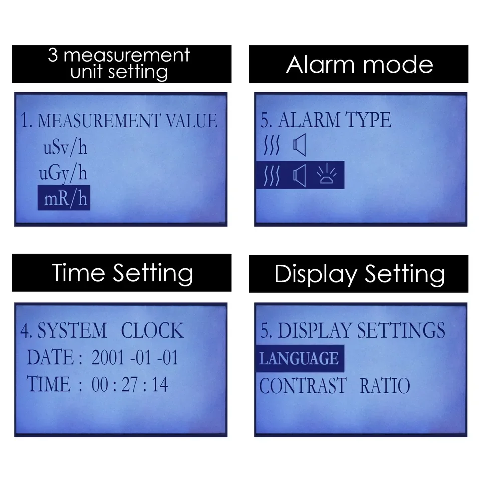 Digital Nuclear Radiation Detector Dosimeter Geiger Counter Dose Device Monitor Portable with Dosage Rate Alarm