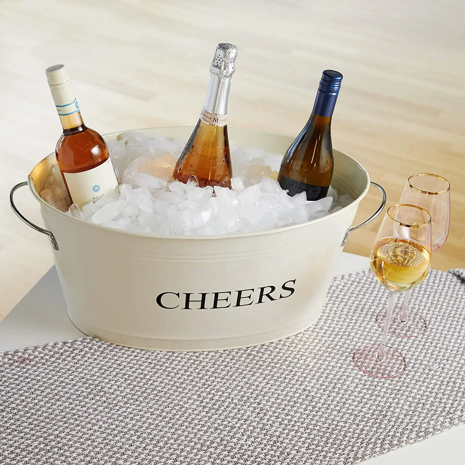 Customized White Color Round Party Beverage Tub Drink Cooler & Ice Bucket Wine Barrel on Summer
