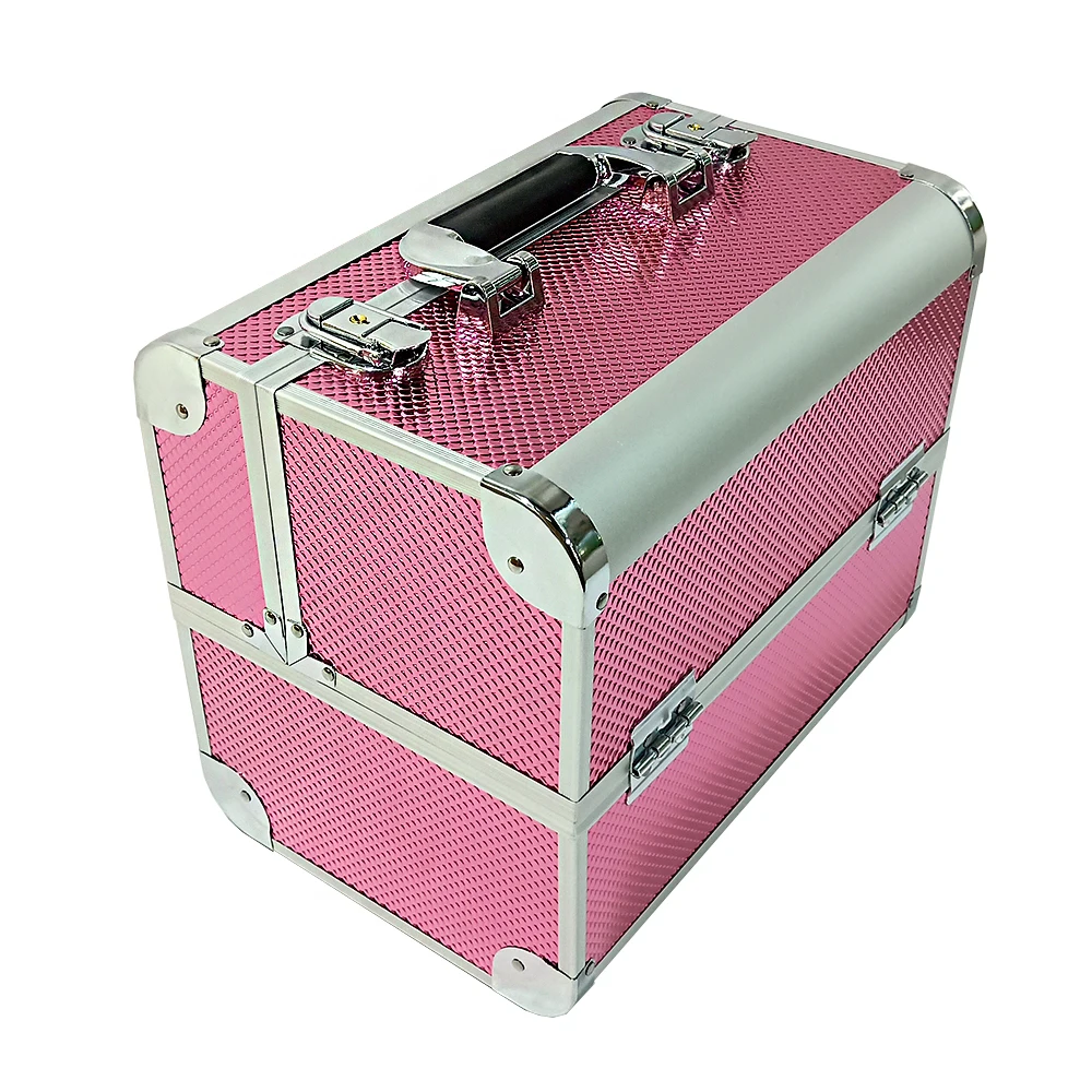 professional beauty aluminum rolling makeup case empty cosmetic storage travel box case