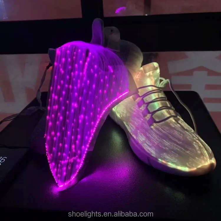 cheap shoes accessories charging Optical fiber colorful LED lighting shoes man women sneaker shoes