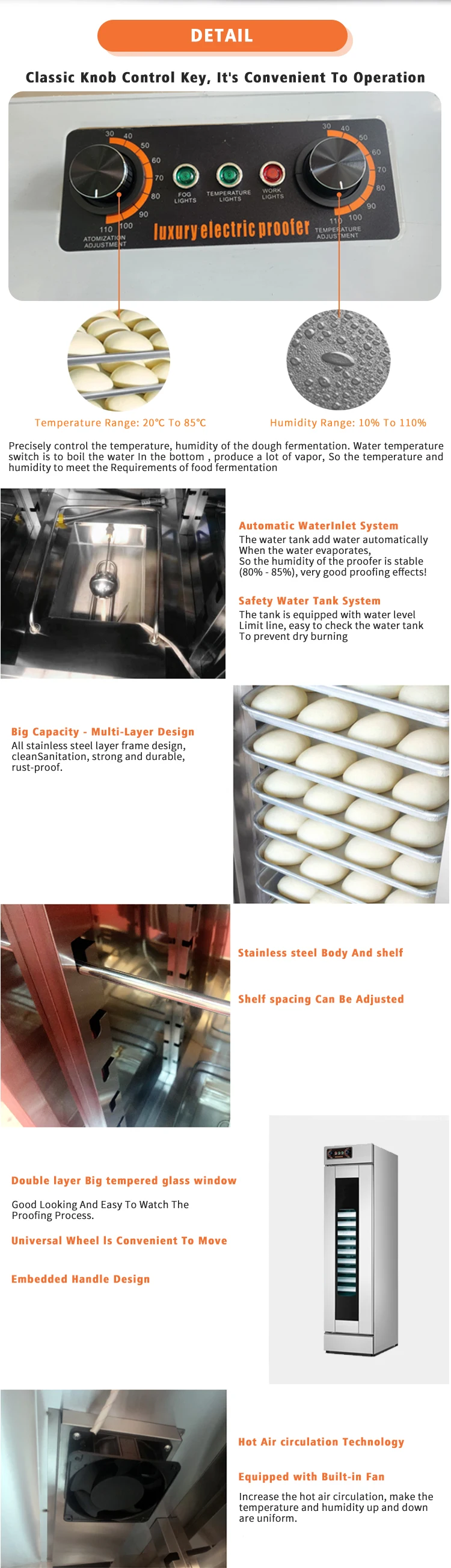 Best Quality China Manufacturer Automatic 36 pans trays Intermediate Proofer With Humidifier