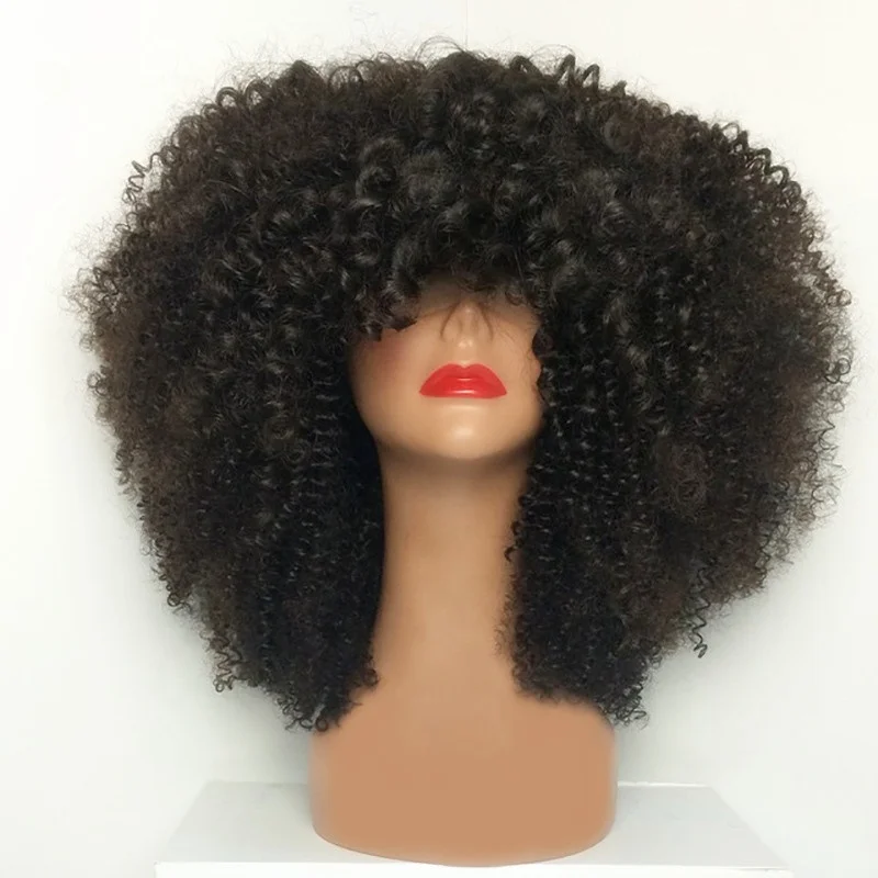 Cheap Darling Afro Natural Hair Products Human Virgin Remy Cuticle Kinky Curly Weave Head Full Lace Wigs For Black Womens