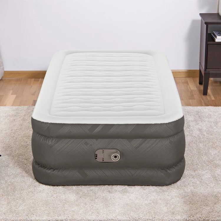 Bestway 69048 Inflatable Twin Air Mattress for Camping for Living Room Use with Built-In Pump Storage Extendable Foldable