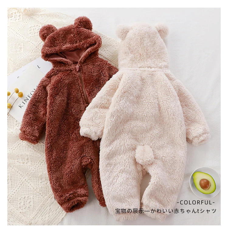 Wholesale Long Sleeve Zipper Hoodie Baby Boy Girl Winter Romper Clothes New soft Baby clothing Baby Boys Girls Jumpsuit