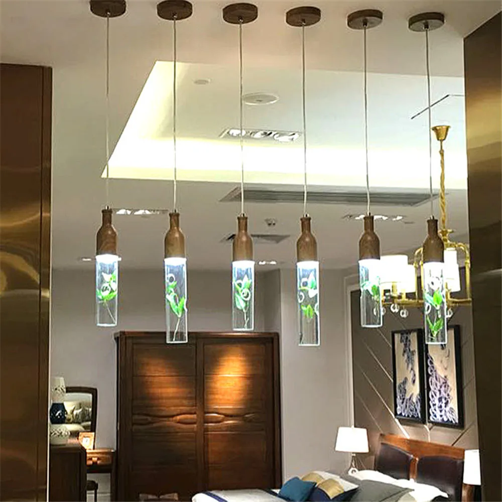 Water Plants Chandeliers LED Lighting Bedroom Restaurant Bar Glass Lamps Hanging Fixtures