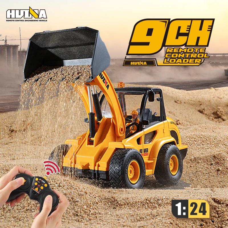 HUINA 1518 Metal Construction Dozer Truck 2.4G 1/24 9CH Auto-Demo RC Loader Bulldozer Remote Control Engineering Car USB Cable