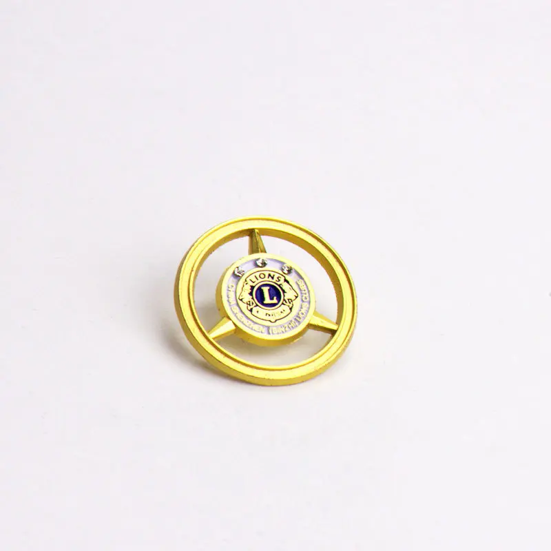 Lions club SOS lapel pin gold badge, gold plated lapel pin maker with stone