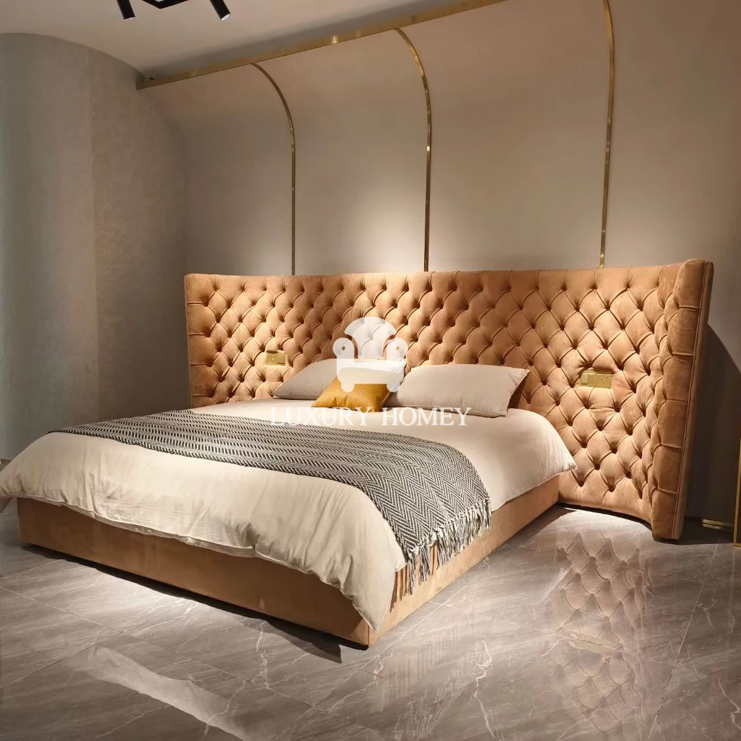 Italian High-end Modern Bedroom Furniture Designer Fashion Buckle Bedroom Set Furniture King Size Bedroom Set