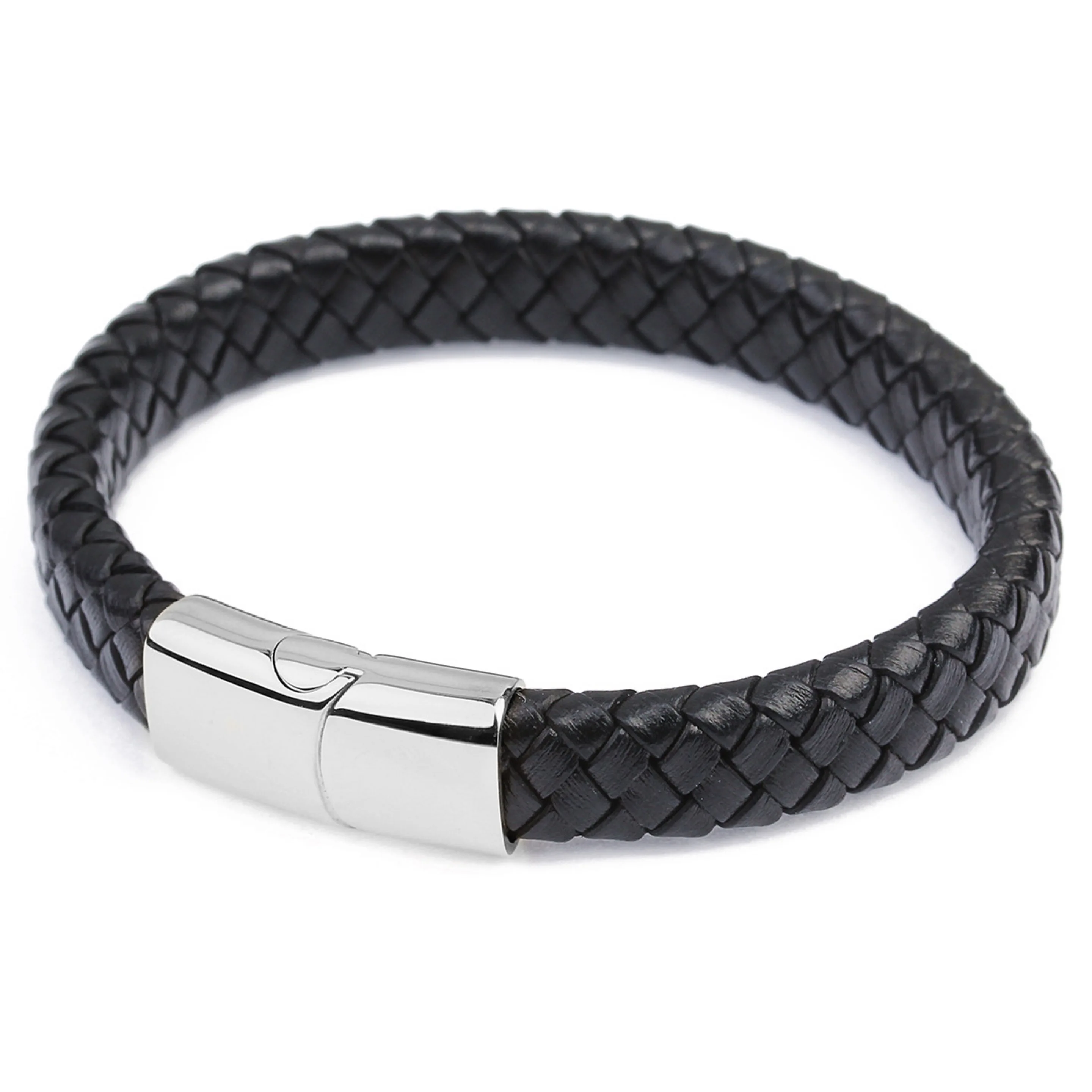 Wholesale Logo Engraving Genuine Leather Micro Fibre Bracelet Stainless Steel Custom Men Jewelry Magnetic clasp Leather Bracelet