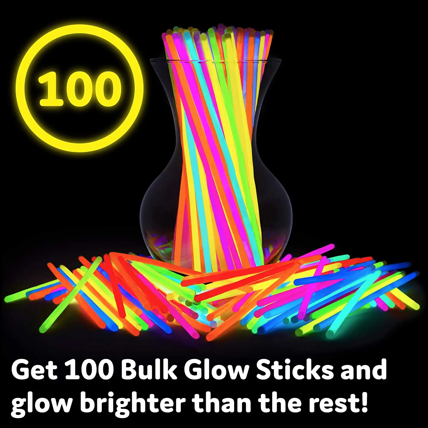 Glow Sticks Party Supplies 100 pack Light Up Sticks Party Favors Glow Party Decorations Neon Necklaces Bracelets with Connectors