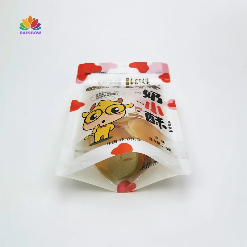
Dried mango frosted zip lock plastic bag packaging for gummy candy food 