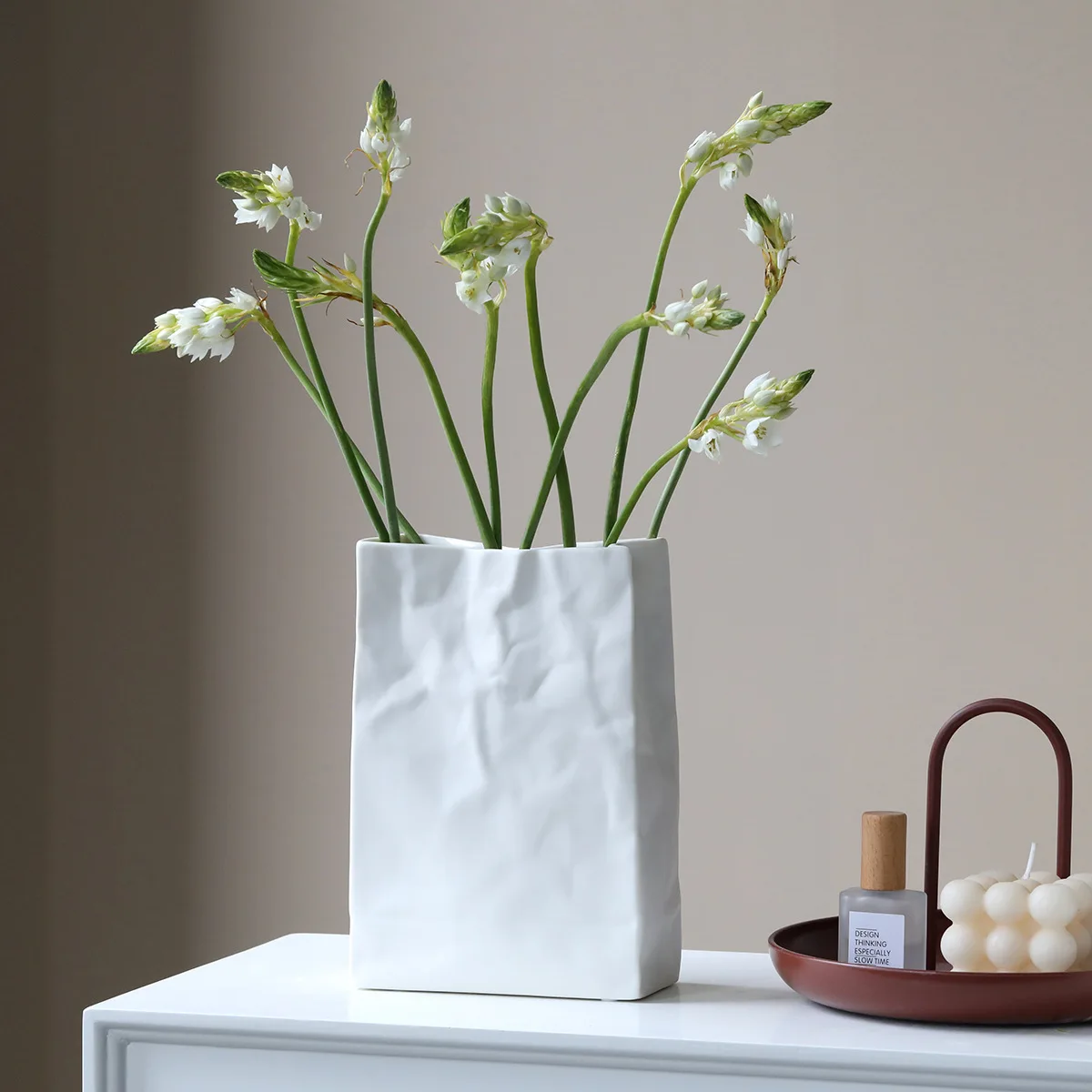 Modern home decoration dried flower flower arrangement tote bag ceramic vase