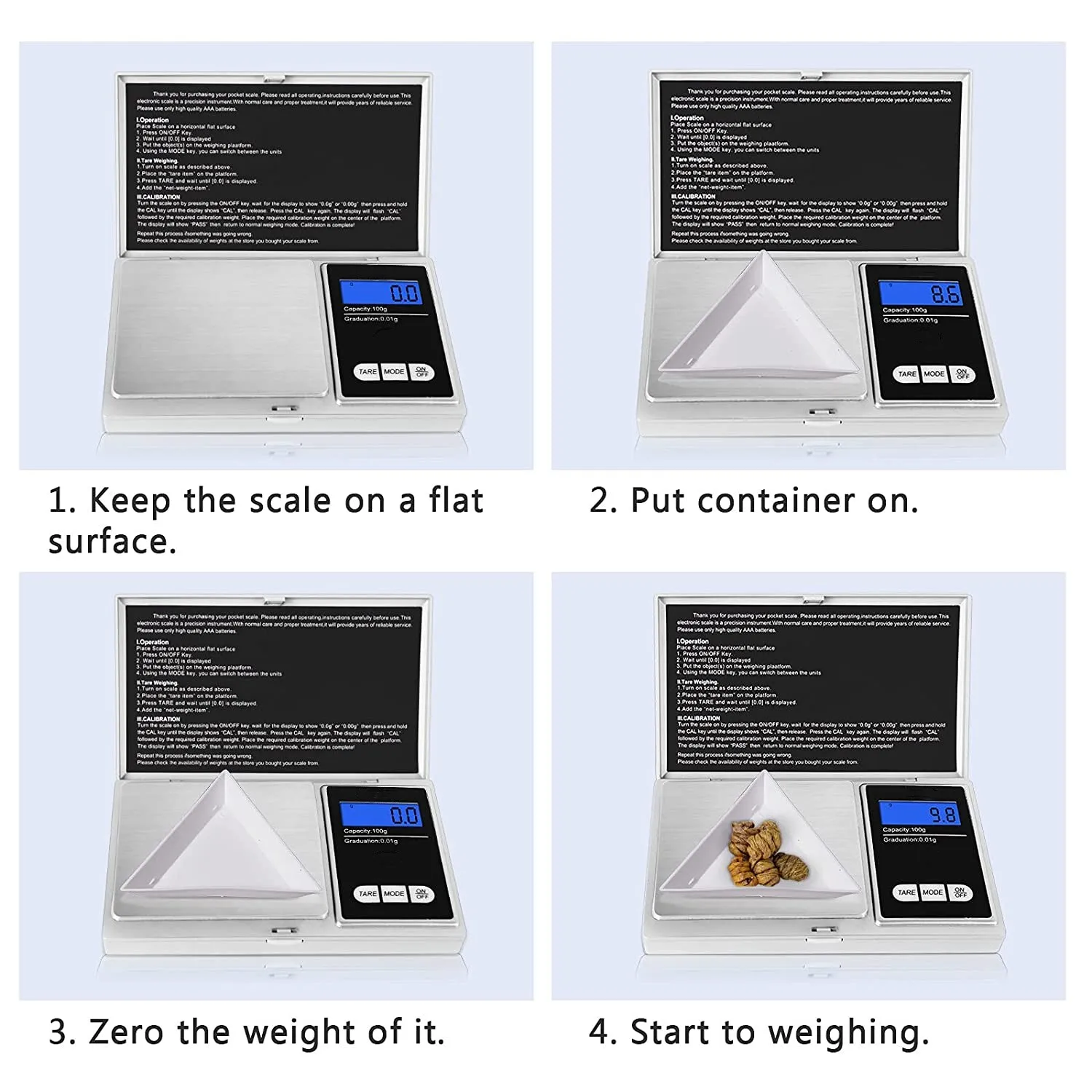 Weighing Instrument Digital Pocket Scale with LCD Back-Lit Display 500g 0.01g Jewelry Scale