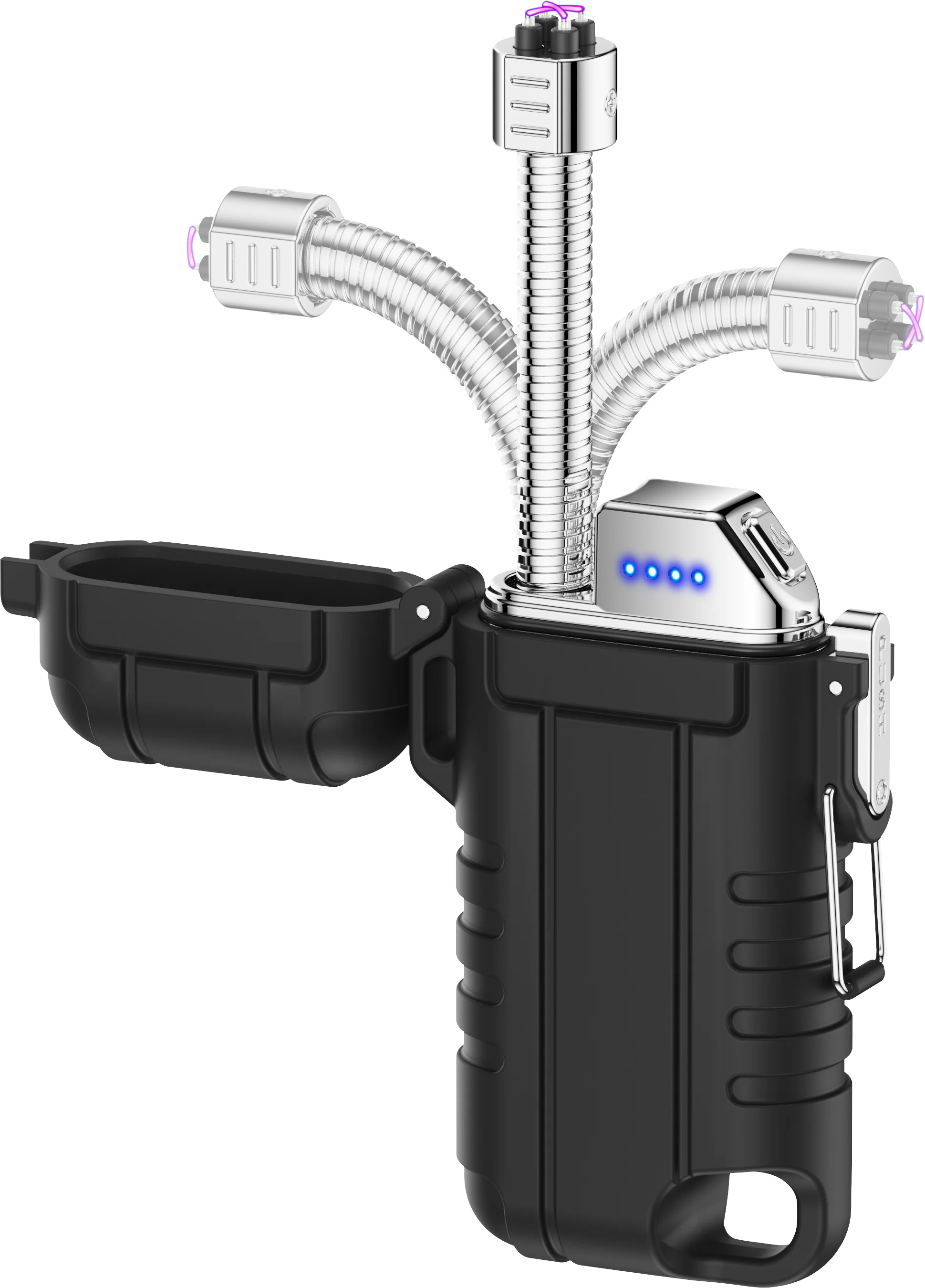 Wholesale Function Waterproof 360 Rotatable Retractable Double Arc Lighter With Type-C charging