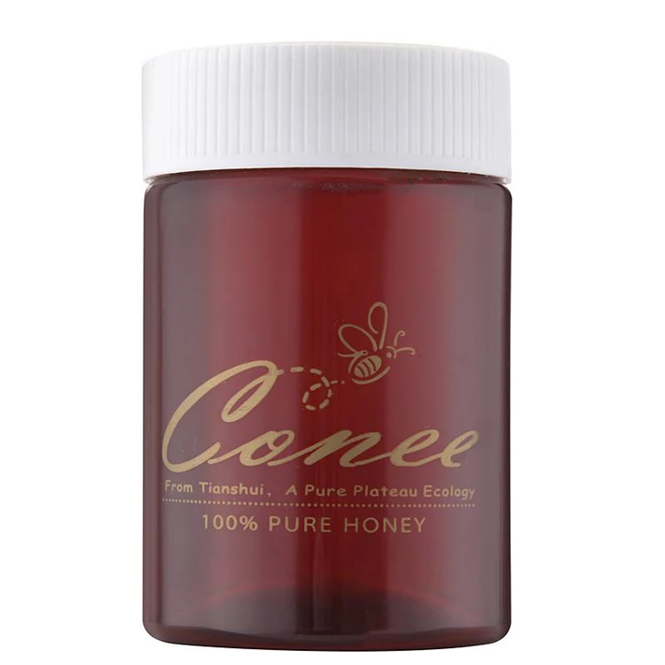 Factory PET PCR pla environmentally friendly 100% recyclable honey container custom bottle cans plastic cans cosmetic packaging