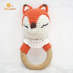 Кукла из натурального плетеного крючком лиса амигуруми, детская игрушка-кольцо для прорезывания зубов