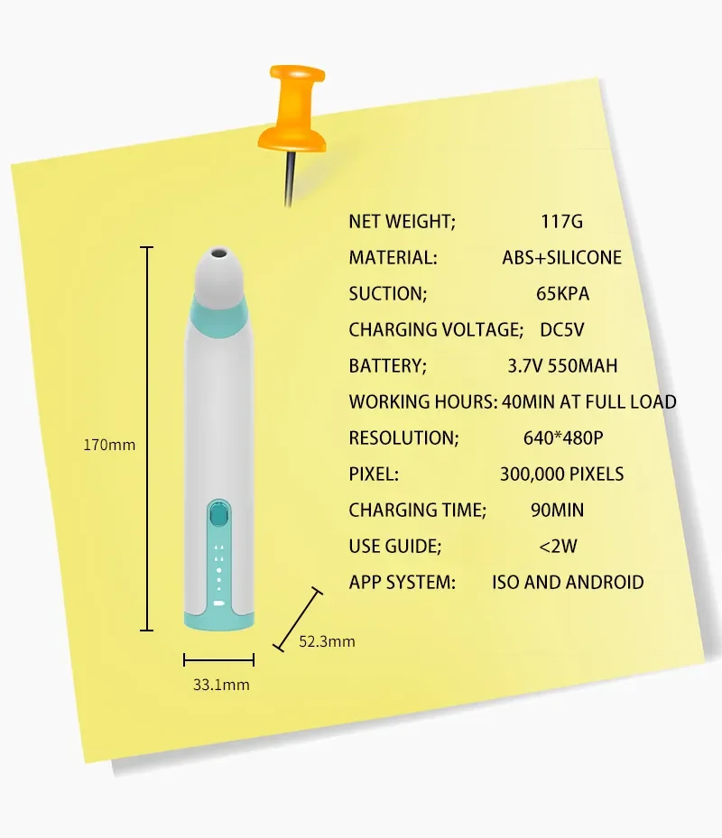 30x magnifying glass Mini Visible Blackhead Meter Three types of silicone tips and gears Mobile phone control 65Kpa suction