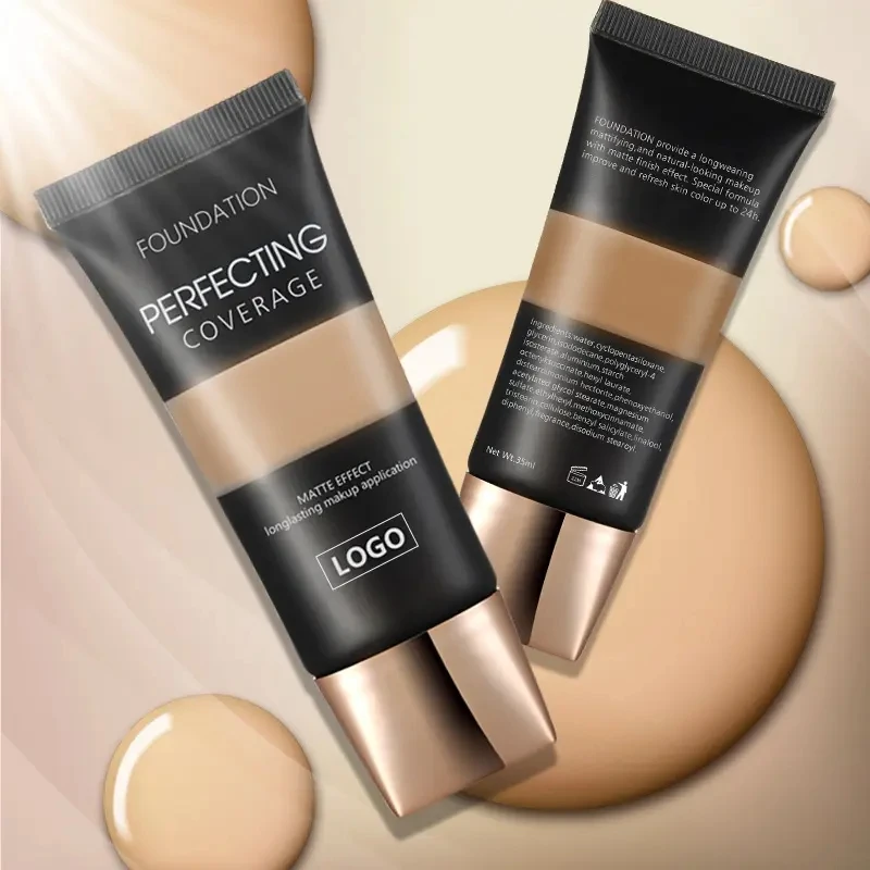 Soft packaging makeup foundation cheap on shipping high quality waterproof matte organic vegan liquid foundation