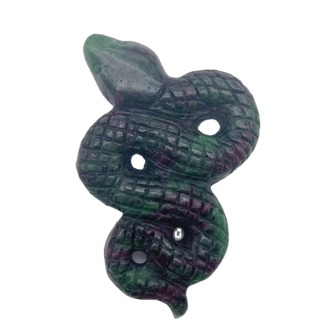 Carved Natural Green Aventurine Semi Precious Cobra Snake Shaped Jade Animal Stone Carving For Halloween Decoration