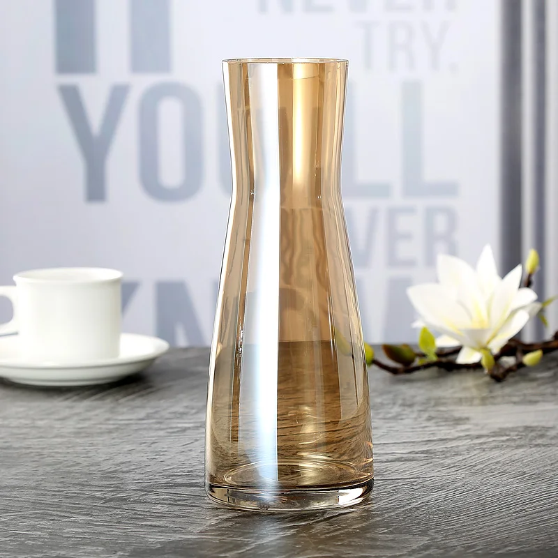 Clear Amber Gray Colorful Tall Large Glass Vase Flower Arrangement Table Centerpiece Living Room Dining Room Tabletop Glass Vase
