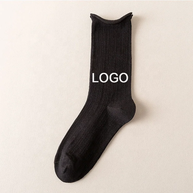 2024 Spring Hot Selling FREE DESIGN & MOCK UP Made Your Own Logo Crew Sock Customized Cotton Socks Custom Design Men Socks