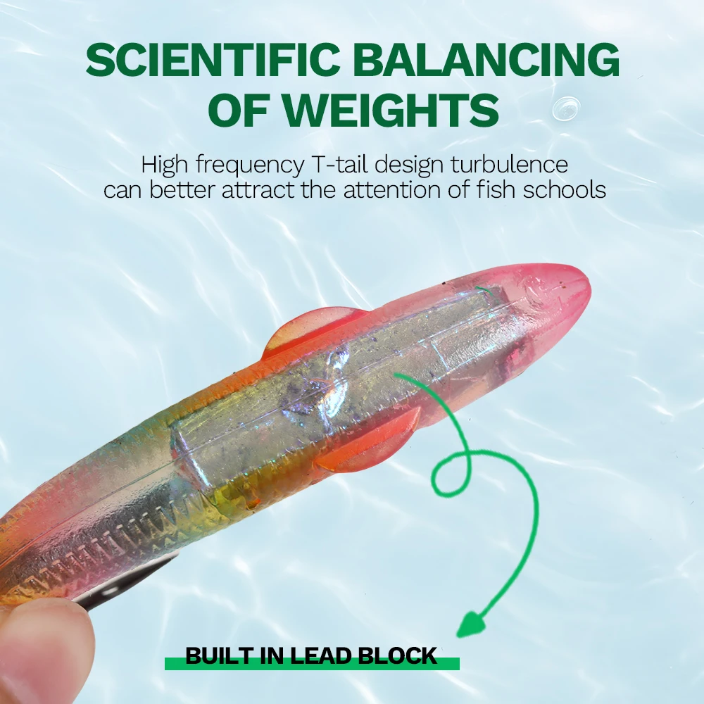 Tolure wholesale 29.5g 138mm  Lead  fish Jig Head Soft sea eel Lure T-tail Soft Bionic Swimming Lures